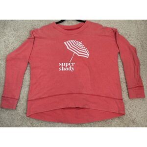 Aerie Pullover Sweatshirt Peach‎ Fuzz Coral Sz XS Super Shady Umbrella Crewneck